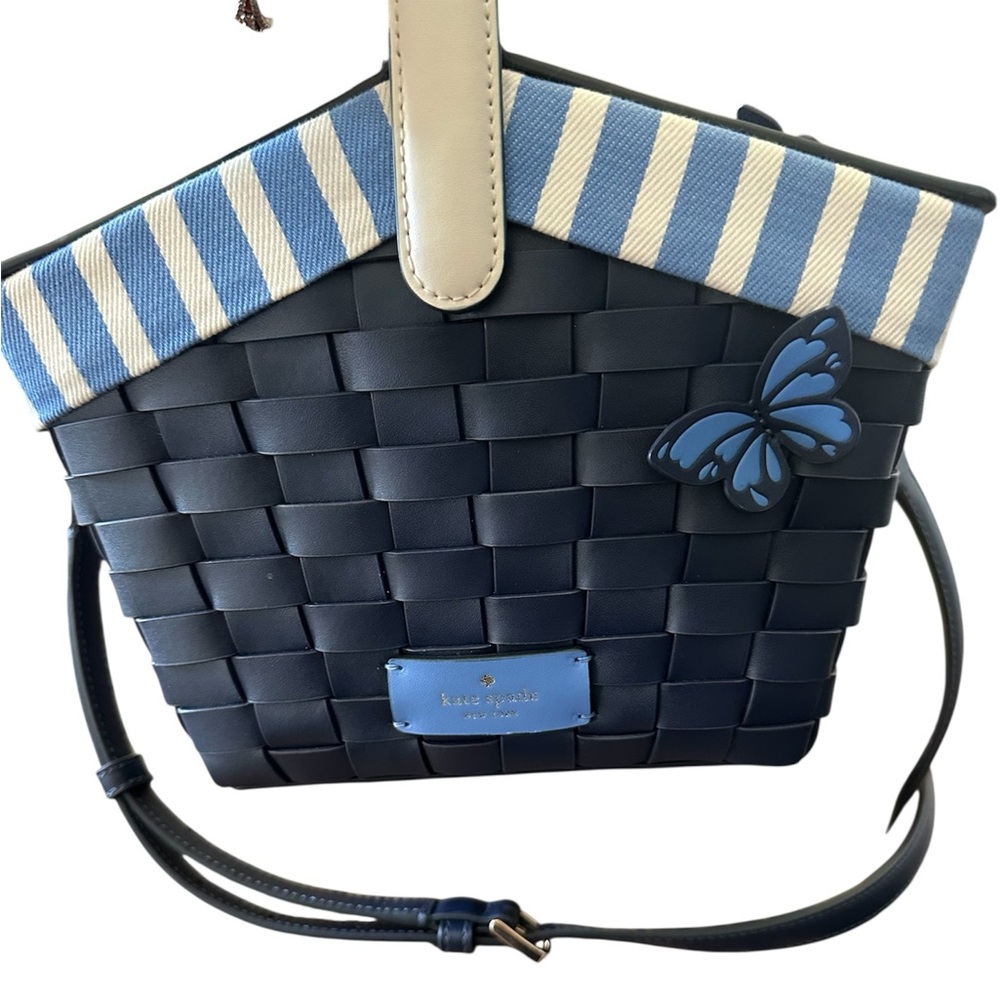 Kate Spade Navy Blue Woven Crossbody Bag